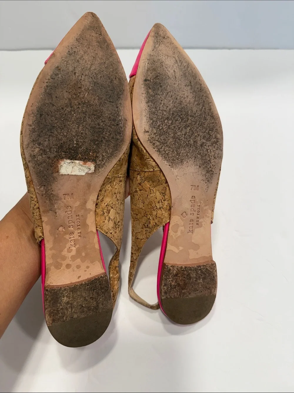 kate spade Cork Ginny Slingback Flats with Hot Pink Patent Point size 7